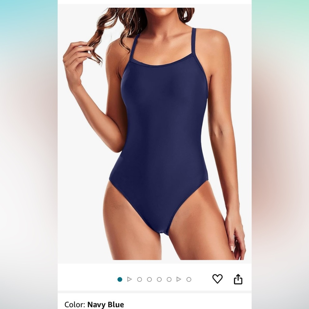 Tempt Me athletic one piece swimsuit. Navy Blue size Medium. {1099}
